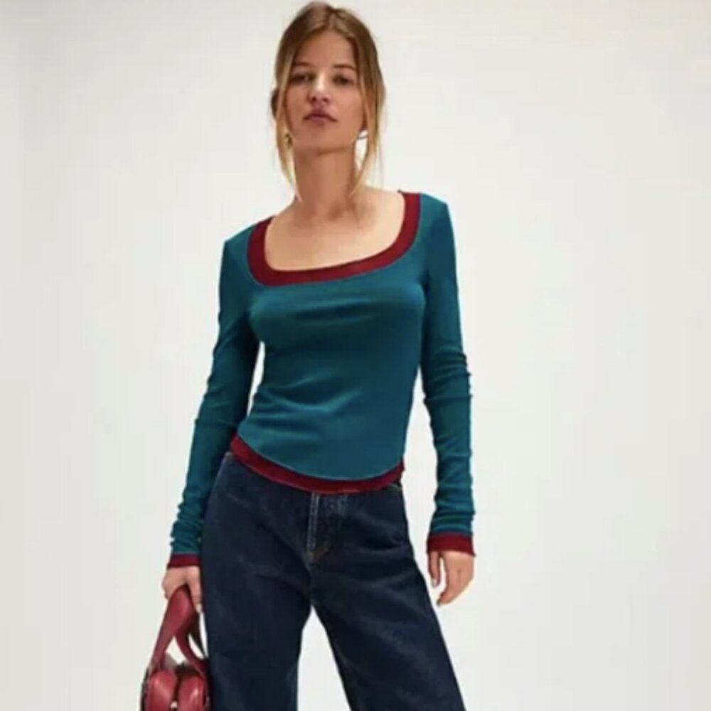 Free People Intimately Double Take Top Rose Garnet Combo Size Small NWOT